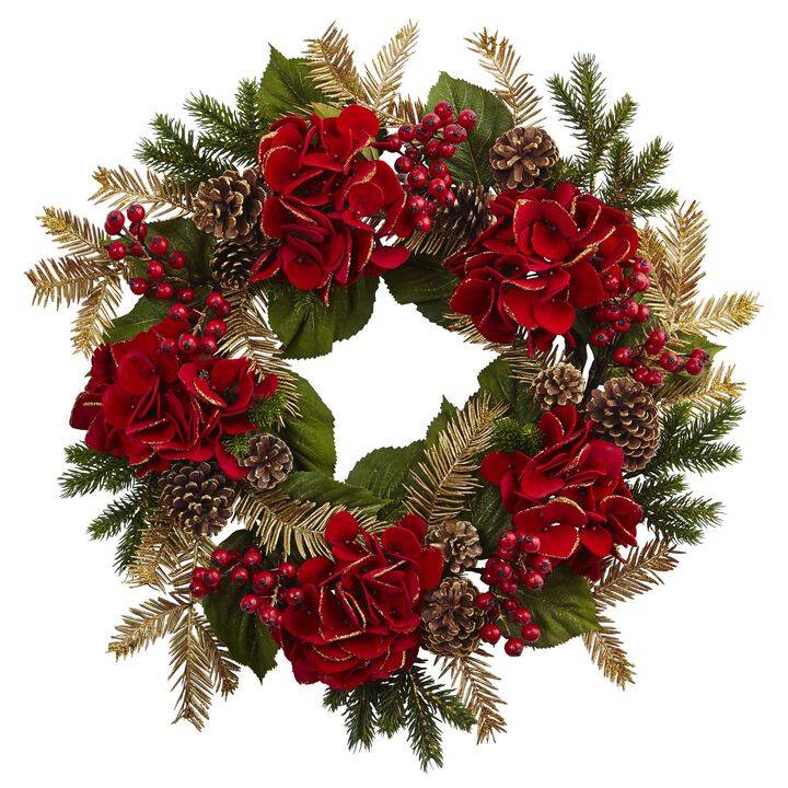 Hivvago 24" Hydrangea Pine Wreath Hivvago 24" Hydrangea Pine Wreath