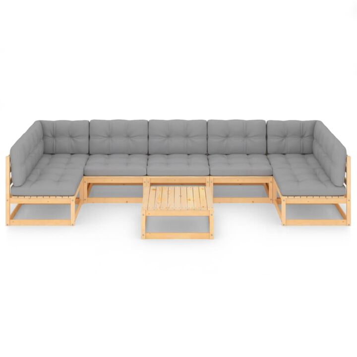 vidaXL 8 Piece Garden Lounge Set with Cushions Solid Pinewood