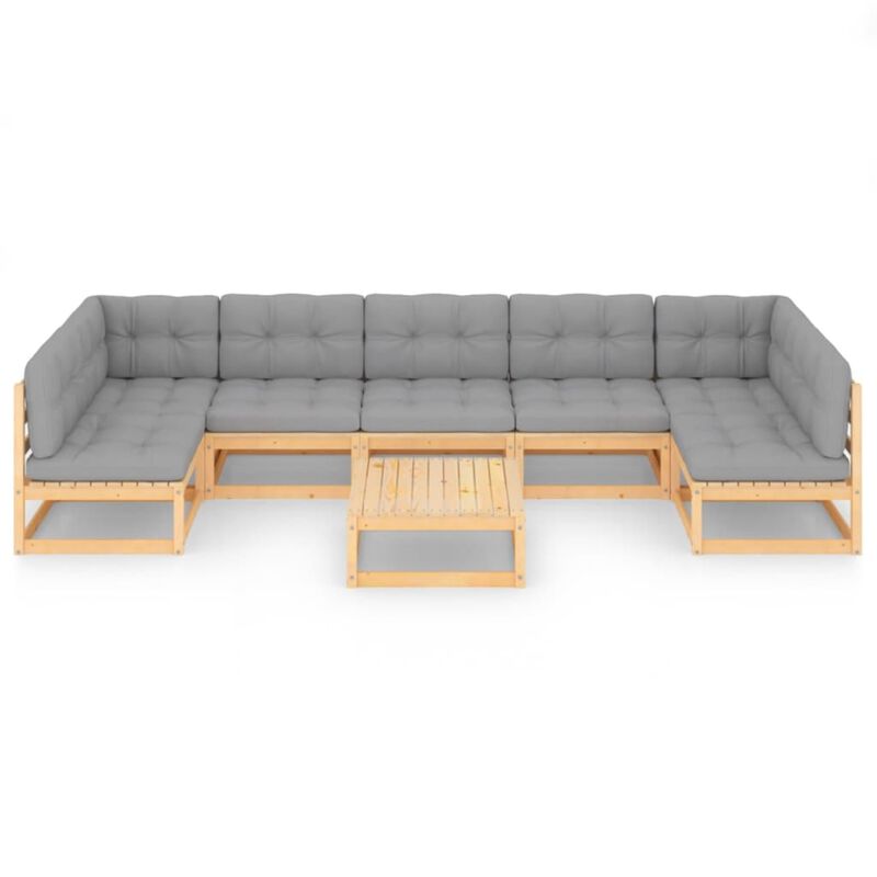 vidaXL 8 Piece Garden Lounge Set with Cushions Solid Pinewood