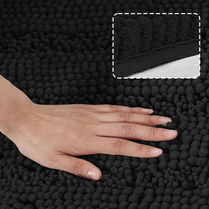 PrimeBeau Luxury Chenille Bathroom Rug, Black