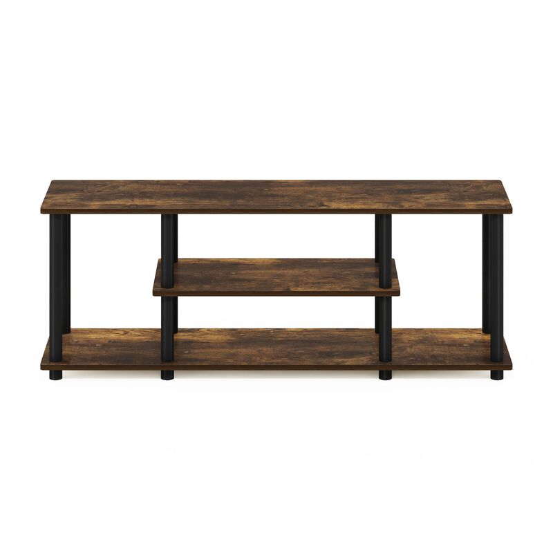 Furinno Furinno Turn-N-Tube No Tools 3D 3-Tier Entertainment TV Stands, Amber Pine/Black