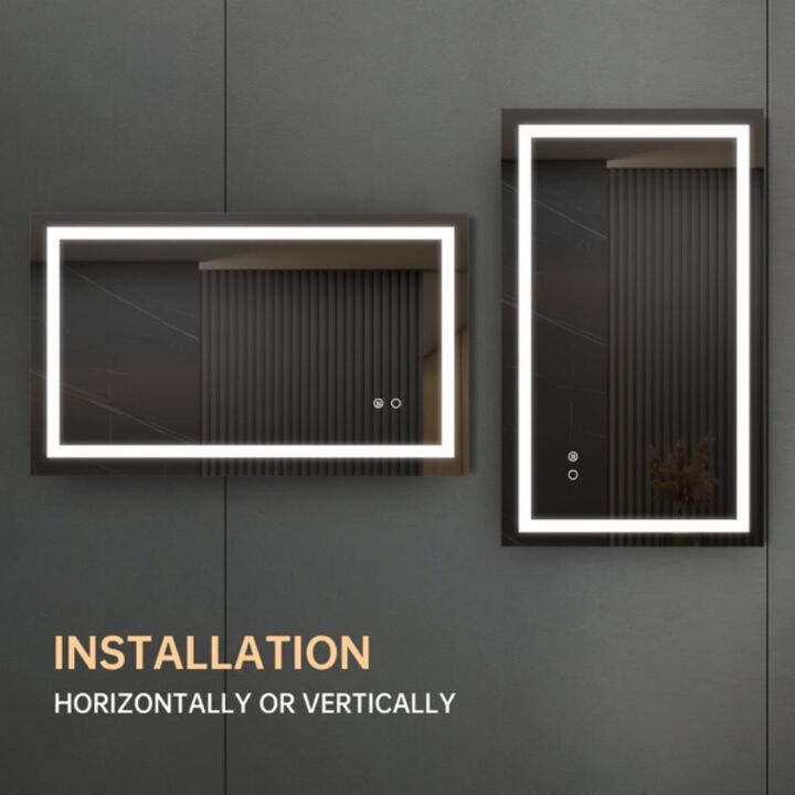 LED Lighted Bathroom Wall-Mounted Mirror High Lumen, Anti-Fog with Separate Controls and Dimmer Function for Custom Lighting