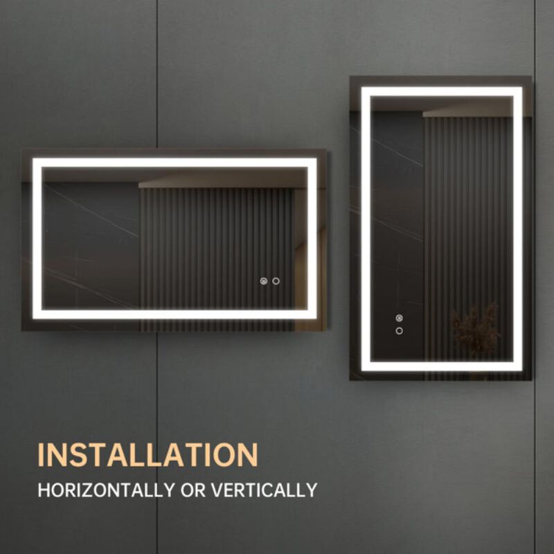 LED Lighted Bathroom Wall-Mounted Mirror High Lumen, Anti-Fog with Separate Controls and Dimmer Function for Custom Lighting