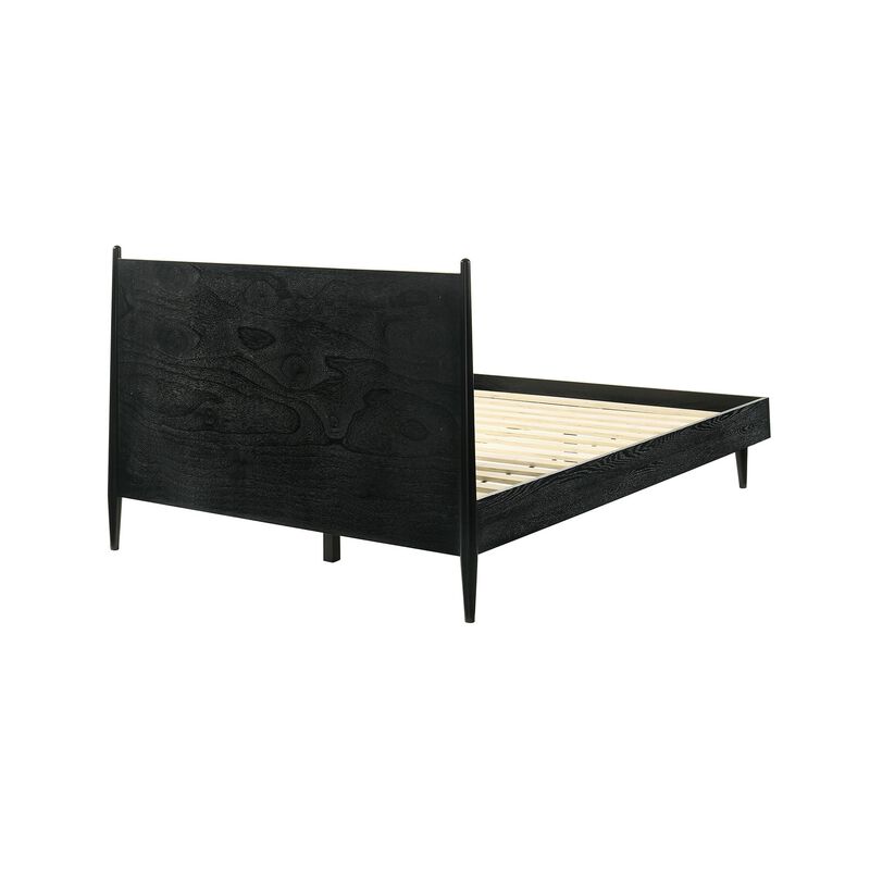Benjara Mian Bedroom 3 pcs Set, Queen Platform Bed and Nightstand, Black, Gray