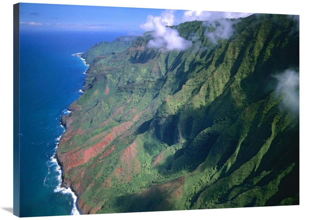 Rugged cliffs along Na Pali Coast State Park, Kauai, Hawaii-Canvas Art-40x30
