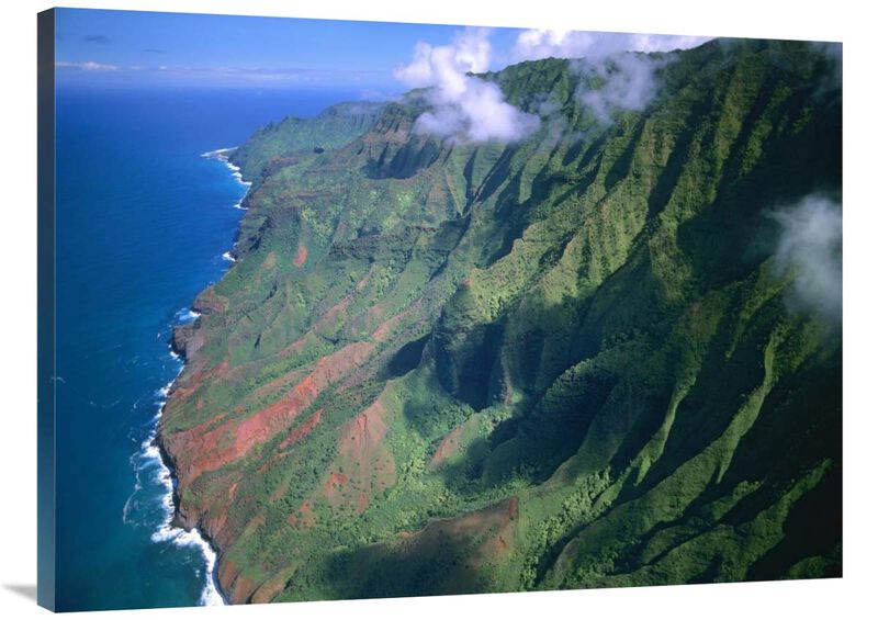 Rugged cliffs along Na Pali Coast State Park, Kauai, Hawaii-Canvas Art-40x30