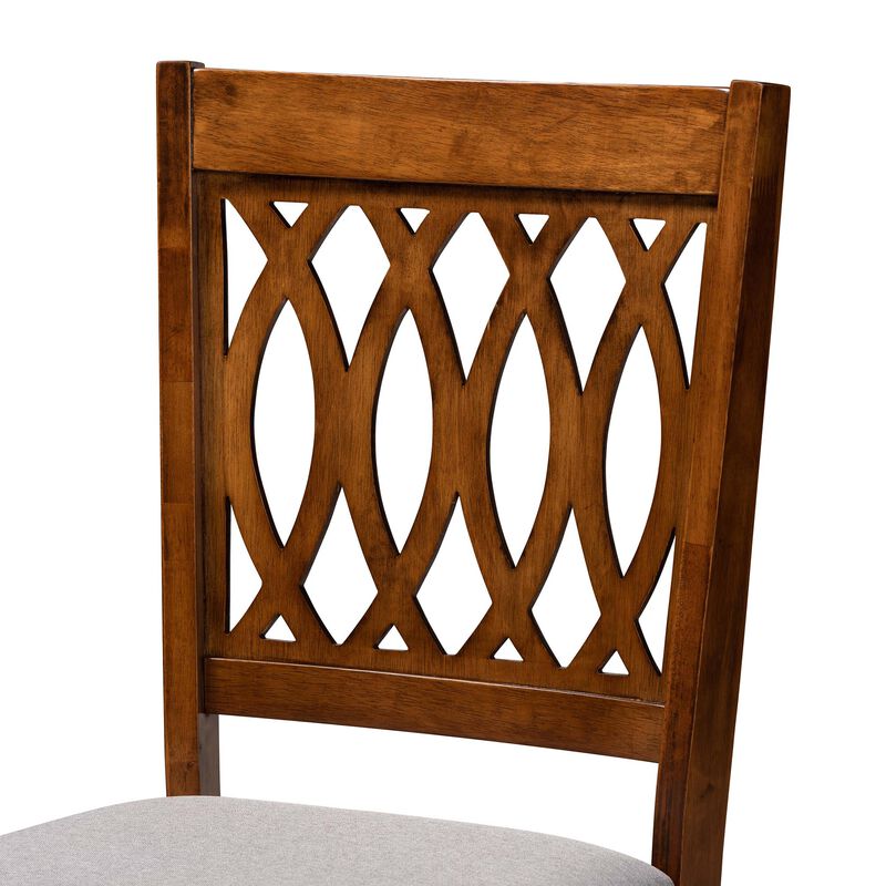 Baxton Studio Florencia Grey Fabric and Walnut Brown Finished Wood 2-Piece Dining Chair Set