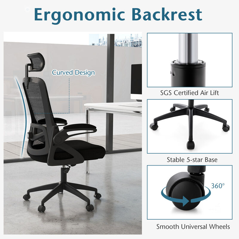 Adjustable Swivel Task Chair Ergonomic Office Chair with Adjustable Lumbar Support