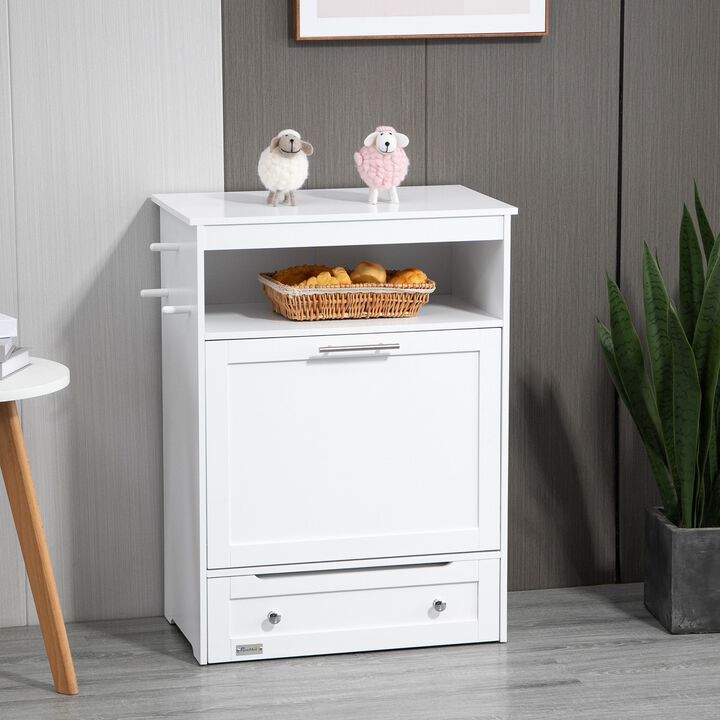 White Pet Station: Dog Feeding Cabinet with Food Storage