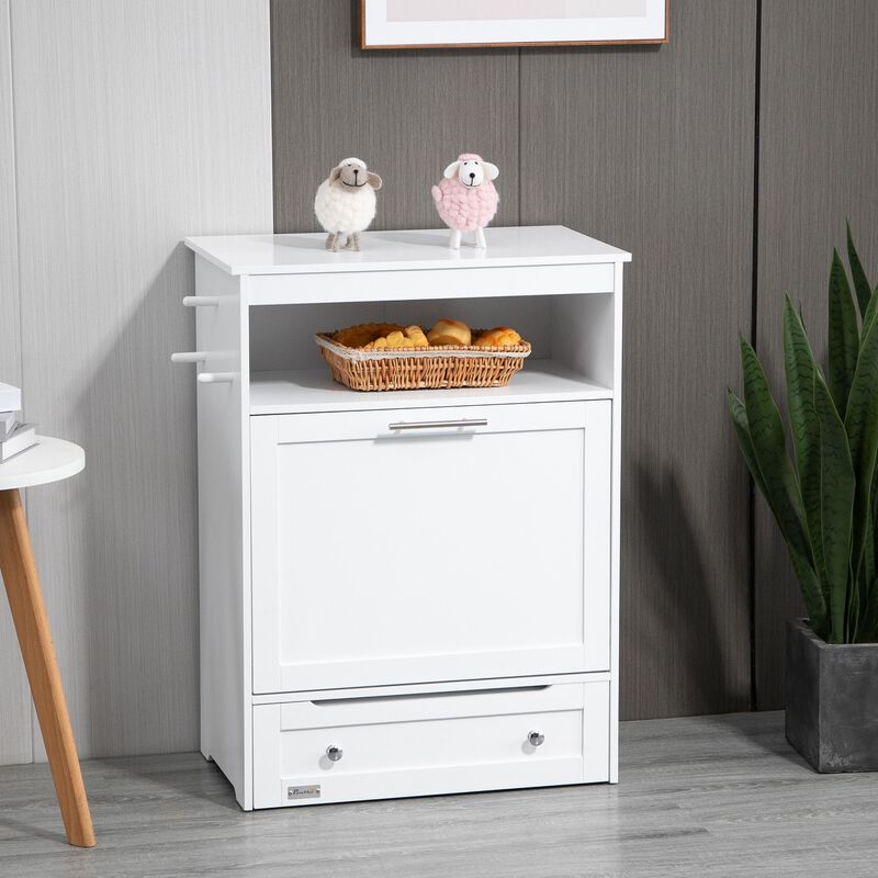 White Pet Station: Dog Feeding Cabinet with Food Storage