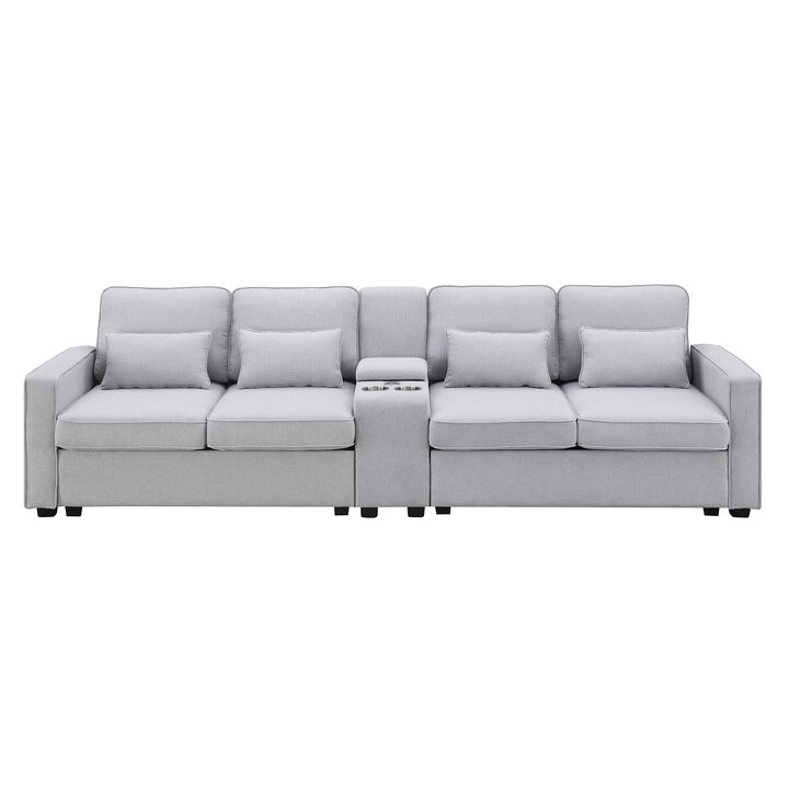 Merax Upholstered Sectional Sofa with Console