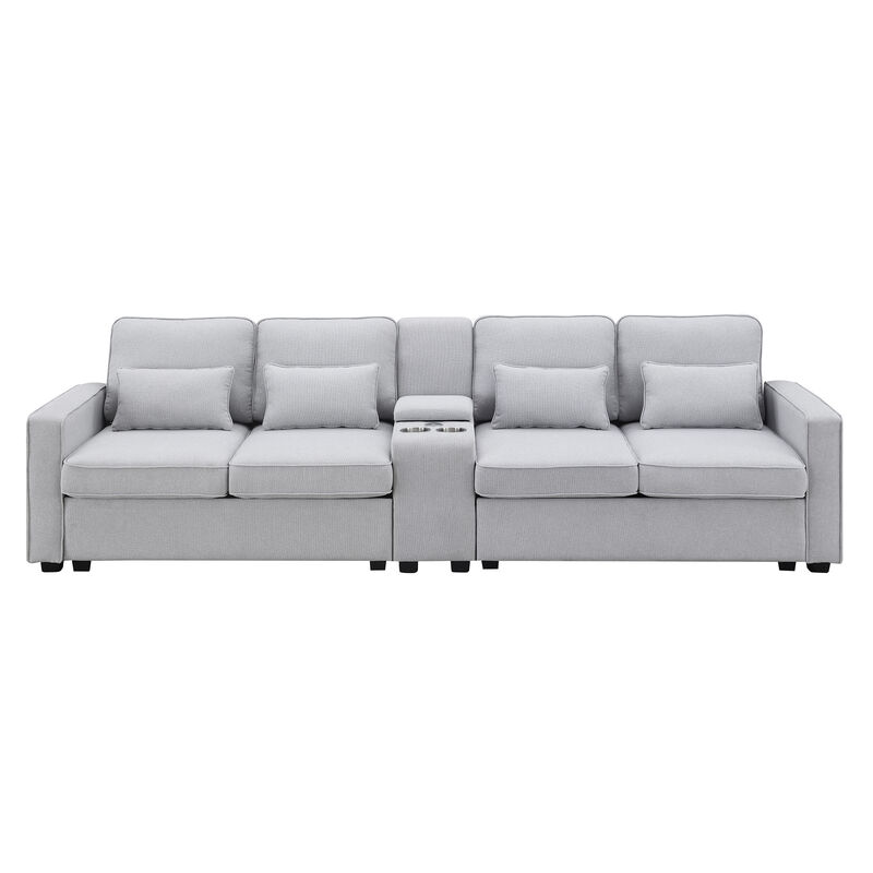 Merax Upholstered Sectional Sofa with Console