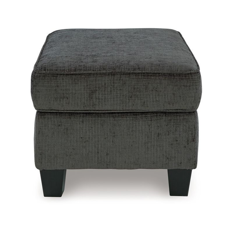 Erin Ottoman with Corner Block Frame, 33 Inch Dark Gray Polyester - Benzara