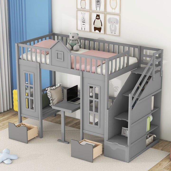 Merax Bunk Bed with Table
