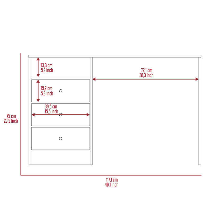 DEPOT E-SHOP Nemocon 3 Drawer Computer Desk With 1-Open Storage Shelf, Light Gray