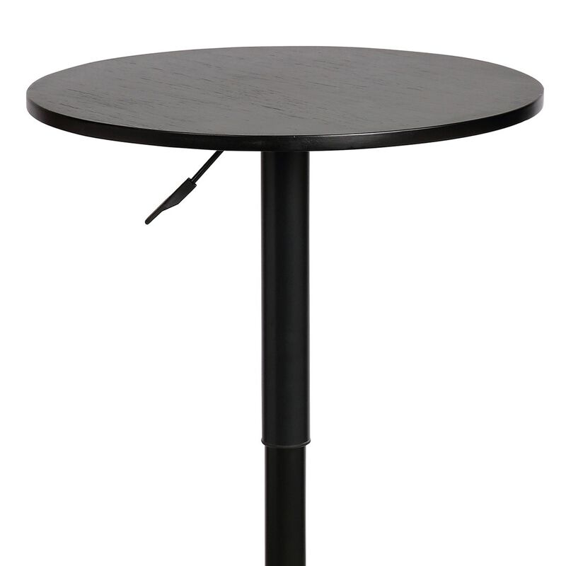 24 Inches Round Adjustable Pub Table with Metal Base, Black - Benzara
