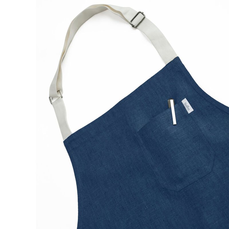 Solino Home 100% Pure Linen Bib Apron 32 x 27 Inch | Linen Kitchen Apron for Men and Women