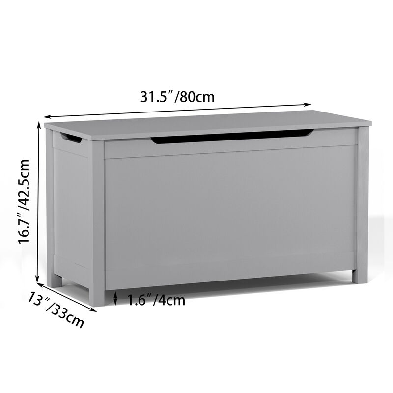 Hivvago Kids Wooden Toy Box Storage with Safety Hinged Lid for Ages 3+