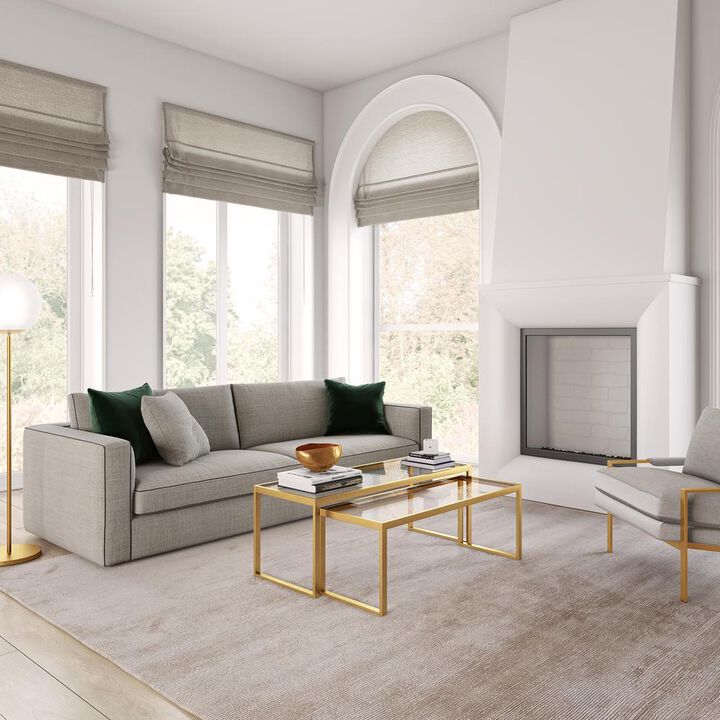 Hudson&Canal Rocco Rectangular Nested Coffee Table in Brass