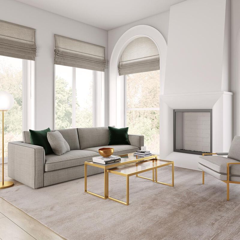 Hudson&Canal Rocco Rectangular Nested Coffee Table in Brass