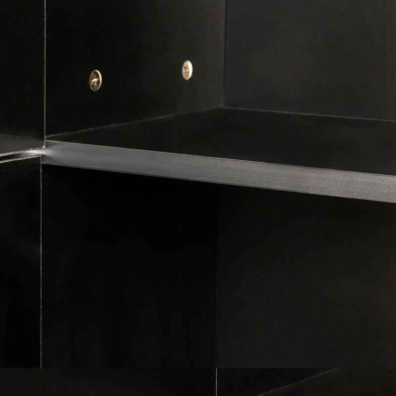 Freestanding Cabinet With Inadjustable Shelves And Two Doors For Kitchen, Dining Room, Black