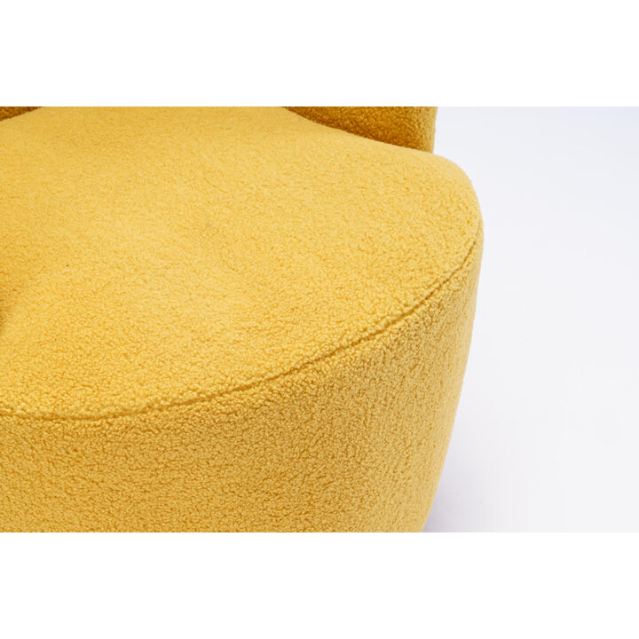 Teddy Fabric Swivel Accent Armchair Barrel Chair With Powder Coating Metal Ring