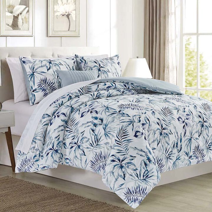 RT Designer's Collection 5 Piece Sonya Printed Complement to Any Bedroom Decor Comforter Set Queen Blue RT Designer's Collection 5 Piece Sonya Printed Complement to Any Bedroom Decor Comforter Set Queen Blue
