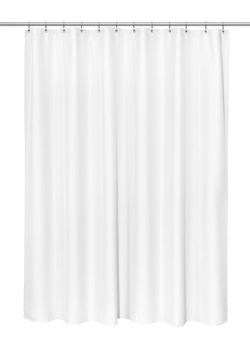Carnation Home Fashions "Grace" Jacquard Stall Size Shower Curtain - 54x78", White