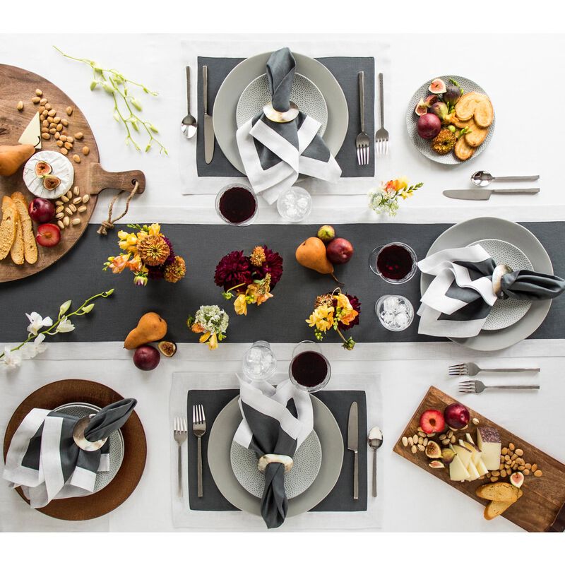 Solino Home 100% Pure Linen Table Runner | Festive Edge for Spring & Easter