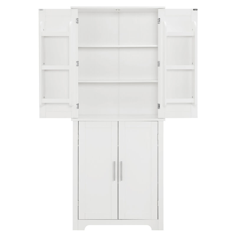 White Wood 15 in. Pantry Cabinet with Shelve and Storage