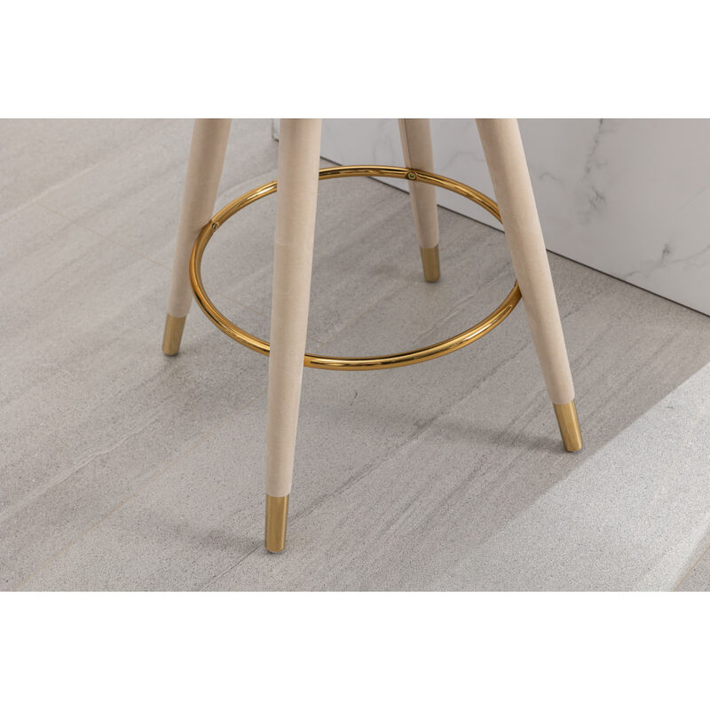 Set of 2 Solid Wood Counter Height Bar Stools
