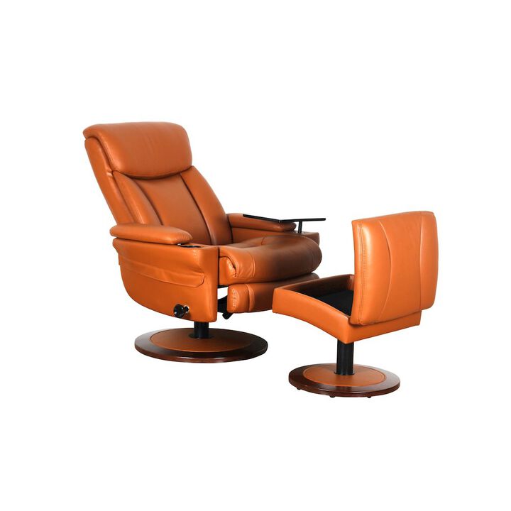 Barcalounger William Swivel Pedestal Recliner w/Storage Ottoman & Arm Table Barcalounger William Swivel Pedestal Recliner w/Storage Ottoman & Arm Table