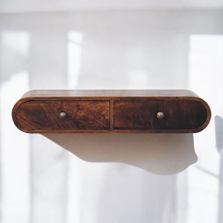 Artisan Furniture Solid Wood Wall Mounted California Walnut Console Table