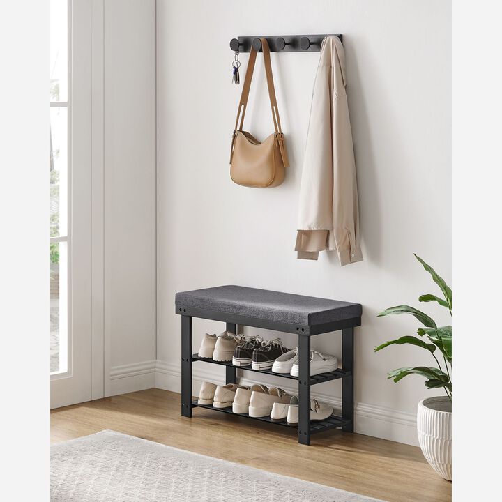 2-Tier Bamboo Shoe Bench with Stable Design for Entryway or Living Room