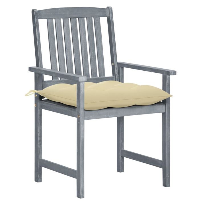 vidaXL Director's Chairs with Cushions 4 pcs Gray Solid Acacia Wood