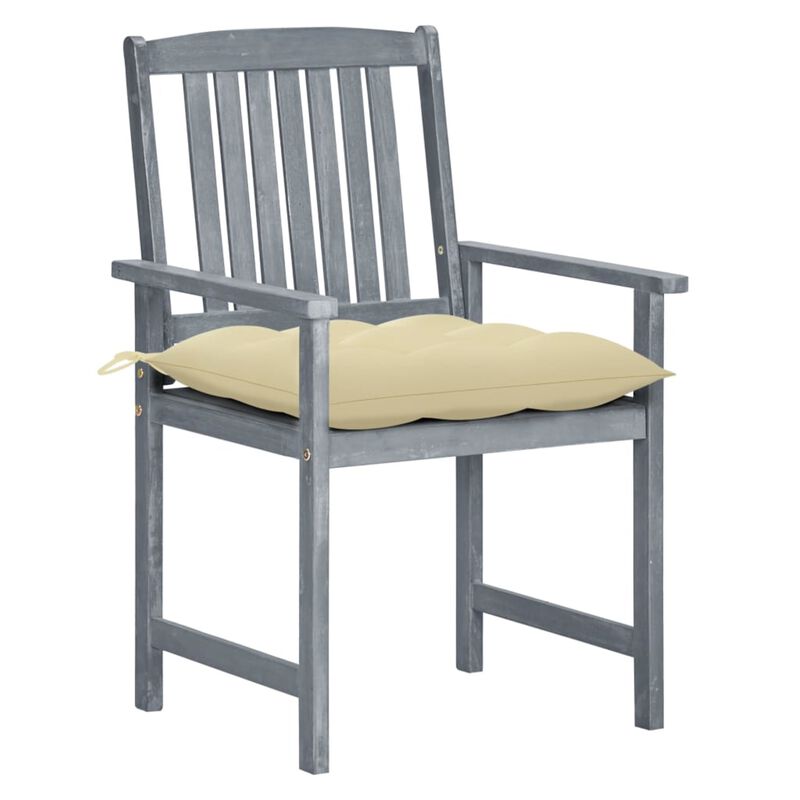 vidaXL Director's Chairs with Cushions 4 pcs Gray Solid Acacia Wood