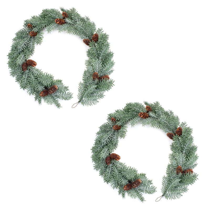 Pine Garland for Holiday and Winter Home Décor (Set of 2)