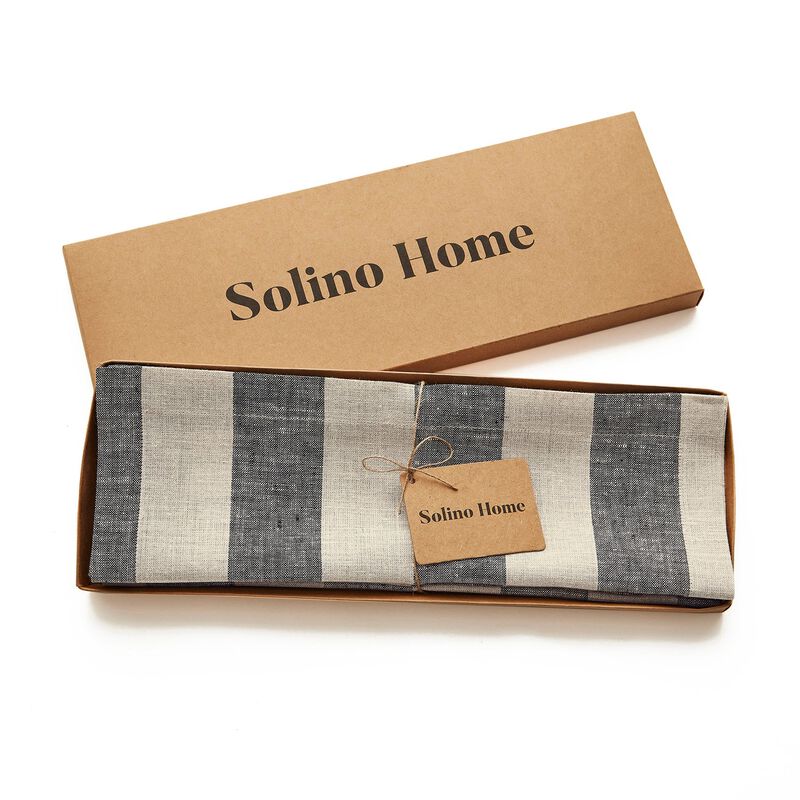 Solino Home 100% Pure Linen 14 x 19 Inch Placemats Set of 4 | Cabana Stripe
