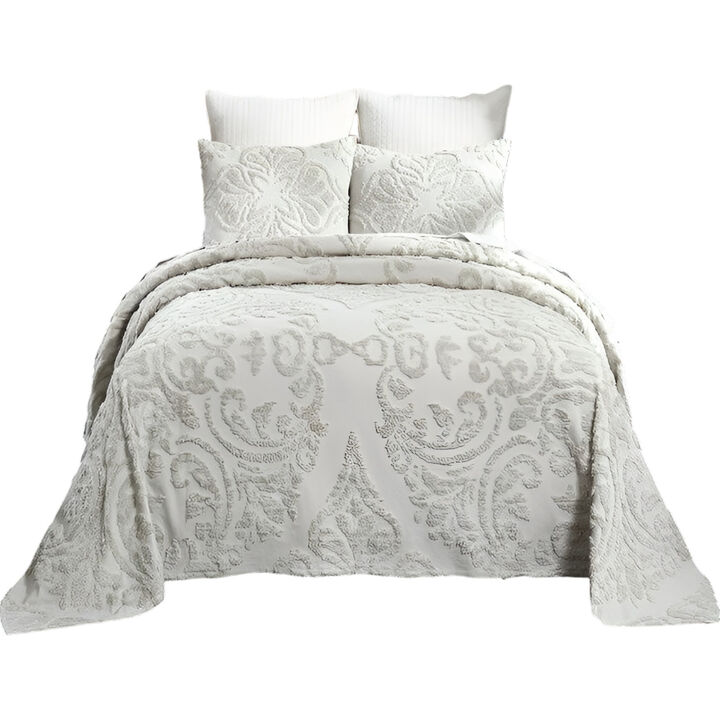 3-Piece Chenille Coverlet Bedspread Set – 100% Cotton, Lightweight and Breathable