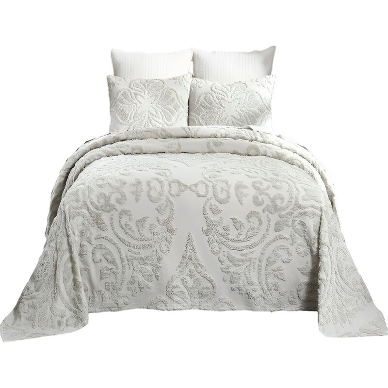 3-Piece Chenille Coverlet Bedspread Set – 100% Cotton, Lightweight and Breathable