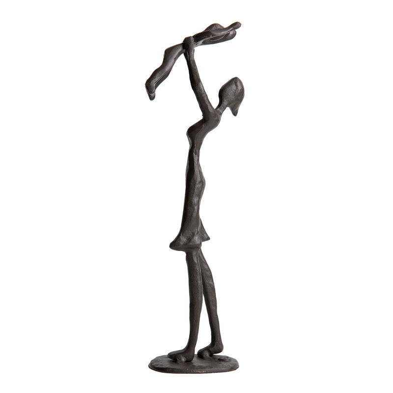 Proud Parent Holding Child Up Contemporary Iron Sculpture Statue