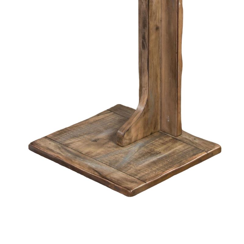 Dazy Sofa Side C Table, 15x12.5 Rustic Light Brown Mahogany Wood - Benzara