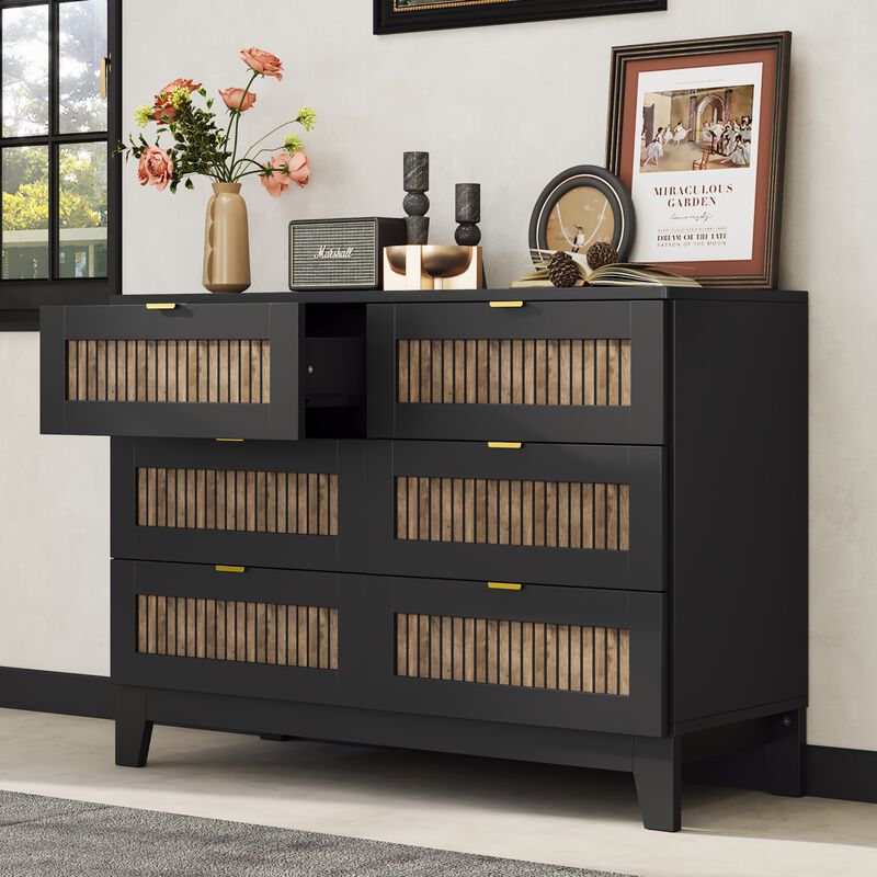 Merax Farmhouse Style Wooden Dresser with 6 Drawers
