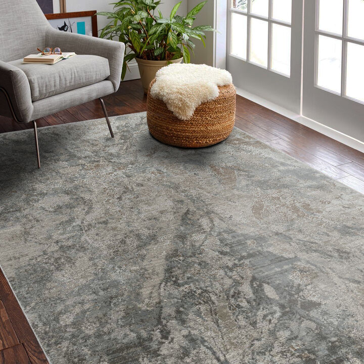 Melo Rug Branch Coastal Abstract Coastal Blue Grey Indoor Area Rug