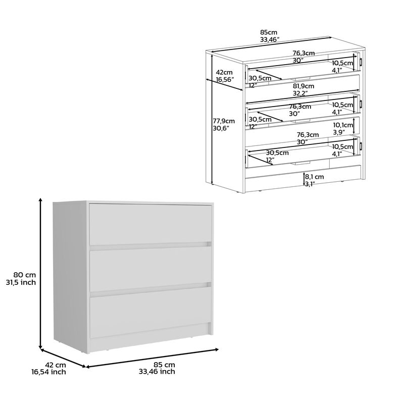 DEPOT E-SHOP Palmer 3 Drawers Dresser, Chest of Drawers