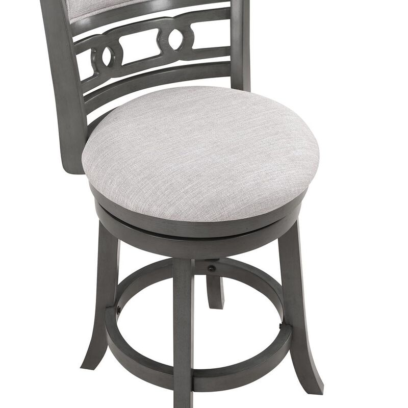 New Classic Furniture Gia 24 Solid Wood Swivel Counter Stool with Fabric Seat in Gray