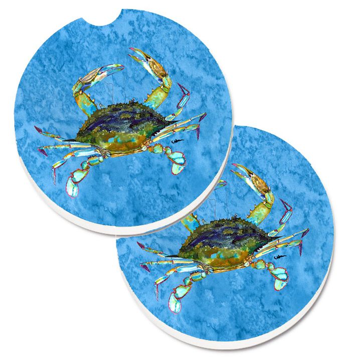Caroline's Treasures Crab Set of 2 Cup Holder Car Coasters 8656CARC, 2.56, Multicolor