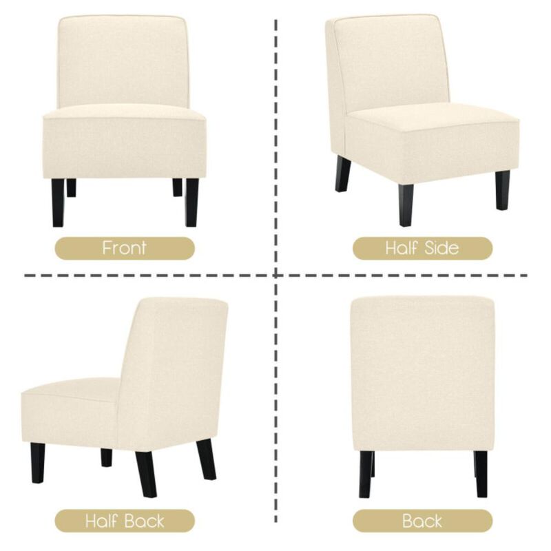 Hivvago Modern Armless Accent Chair with Rubber Wood Legs-Beige
