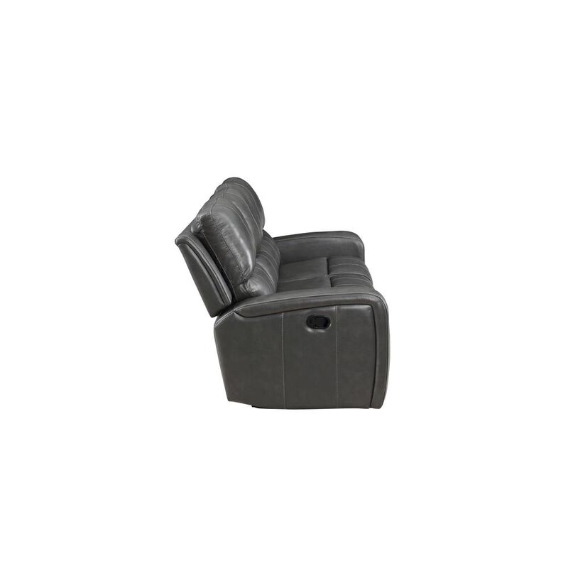 New Classic Furniture Linton Leather Sofa W/Dual Recliner-Gray