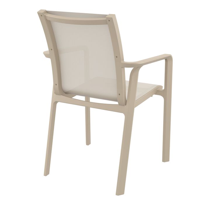 35.5" Gray and Black Resin Sling Outdoor Dining Arm Chair
